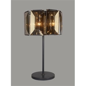 Pemberly Row 4-Light Antique Bronze Metal Table Lamp with Amber Glass Shade