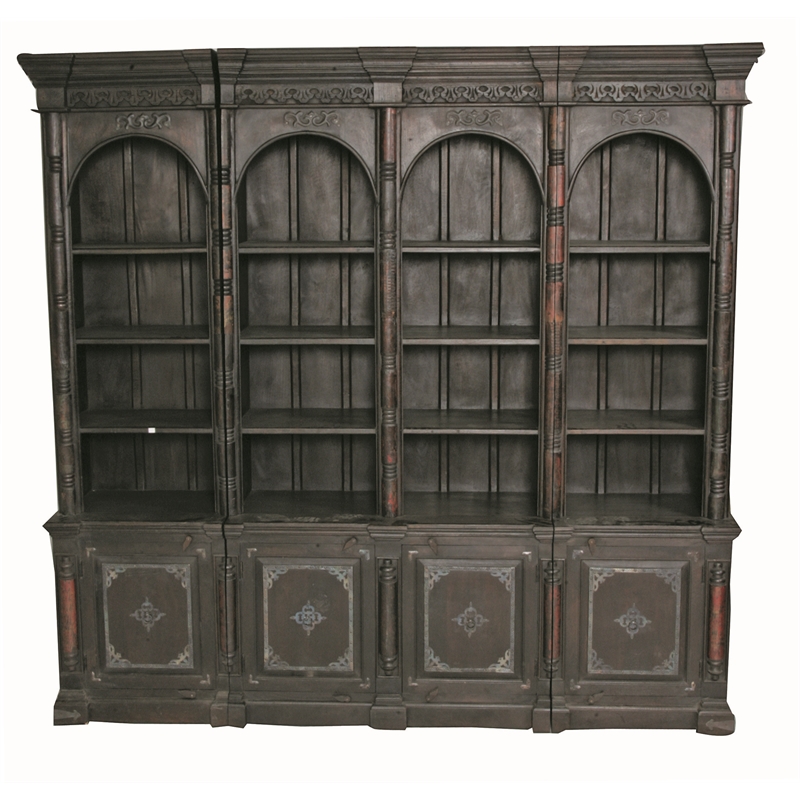 Pemberly Row 3-Piece Wood Bookcase with 4 Shelves & Mortise Joints in Brown
