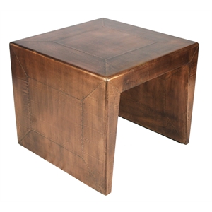 Pemberly Row Solid Wood End Table with Copper Aluminum Cladding and Polished Top