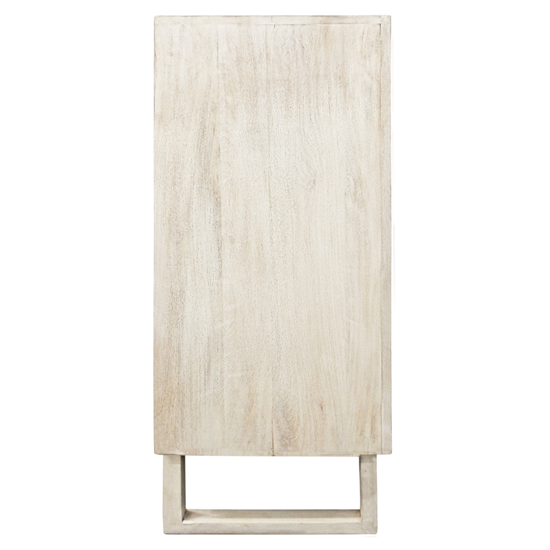 Pemberly Row 6-Door Hand-Carved Acacia Wood Cabinet on 3 Legs in White