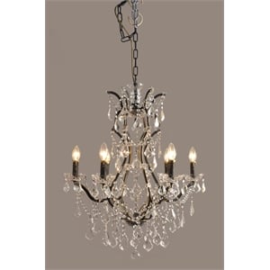 Pemberly Row 6-Light Cast Iron Victorian Pendant with Chinese Crystals in Black