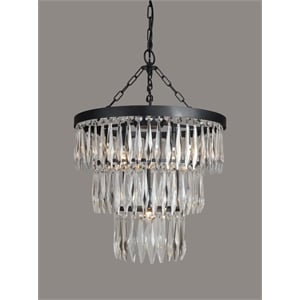 Pemberly Row 4-Light Cast Iron Pendant with Clear Crystal Arrangement in Black