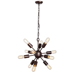 Pemberly Row 12-Light Cast Iron Mid-Century Orb Pendant with 39&quot Chain in Brown