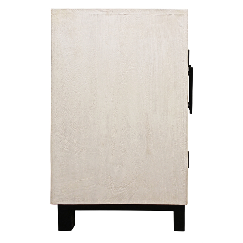 Pemberly Row 4-Door Mango Wood Sideboard with Railroad Ties in Multi-Color