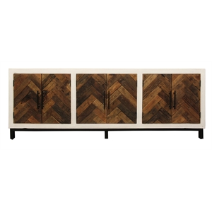 Pemberly Row 6-Door Mango Wood Sideboard with Railroad Ties in Multi-Color