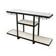 Pemberly Row Cast Iron Bar Console with Marble Shelves and Glass Top in Black