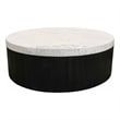 Pemberly Row Hand-Crafted Marble Top Cocktail Table with Solid Wood Base - Black
