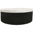 Pemberly Row Hand-Crafted Marble Top Cocktail Table with Solid Wood Base - Black