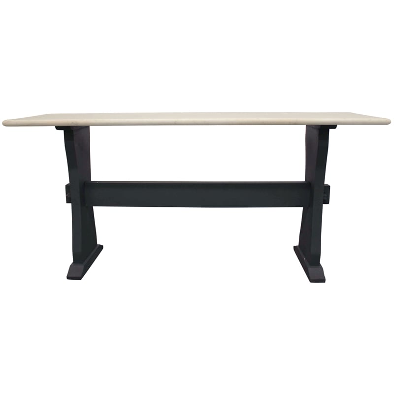 Pemberly Row Mango Wood Console Table with Beautiful Marble Top in Black