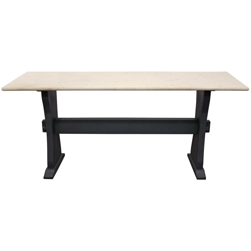 Pemberly Row Mango Wood Console Table with Beautiful Marble Top in Black