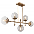 Pemberly Row 5-Light Cast Iron Pendant with Glass Globes in Brass