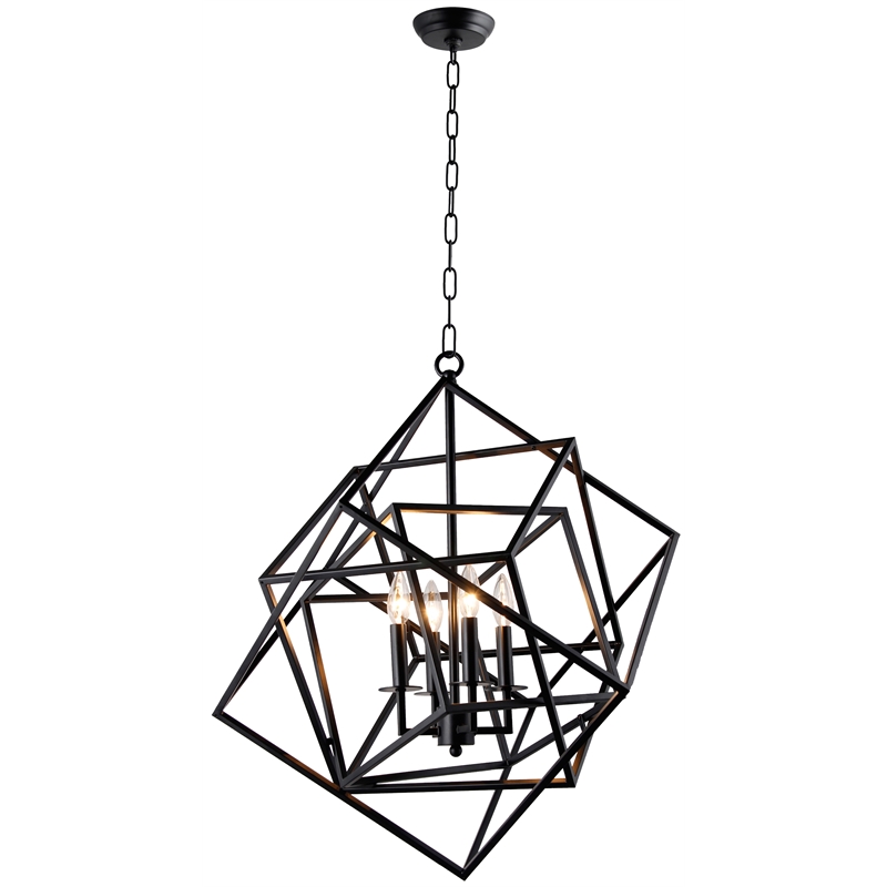 Pemberly Row Asymmetrical Geometric Iron Pendant in Black and Bronze Matte
