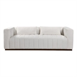 Pemberly Row Channeled Sofa with 2 Pillows in Ivory Multi-Weave Linen Velvet