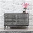 Pemberly Row Hand-Carved 6-Drawer Mango Wood Chest on Forged Iron in Brown