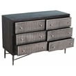 Pemberly Row Hand-Carved 6-Drawer Mango Wood Chest on Forged Iron in Brown