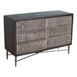 Pemberly Row Hand-Carved 6-Drawer Mango Wood Chest on Forged Iron in Brown