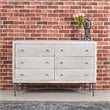 Pemberly Row Hand-Carved 6-Drawer Mango Wood Brushed Ivory Chest on Forged Iron