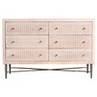 Pemberly Row Hand-Carved 6-Drawer Mango Wood Brushed Ivory Chest on Forged Iron