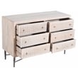 Pemberly Row Hand-Carved 6-Drawer Mango Wood Brushed Ivory Chest on Forged Iron