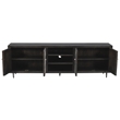 Pemberly Row Hand-Carved 4-Door Mango Wood Media Cabinet on Iron Base in Brown