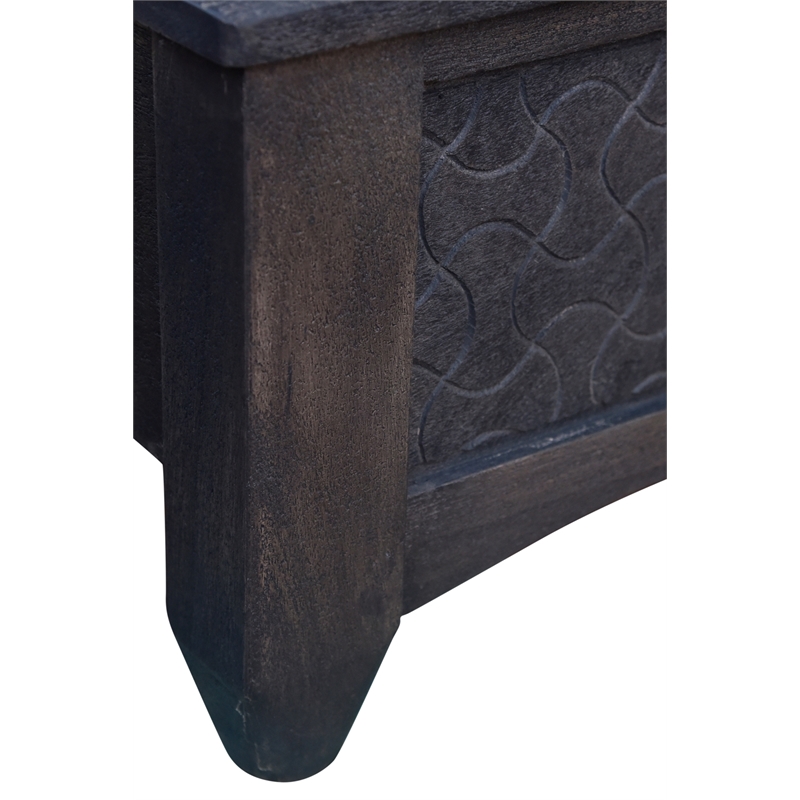 Pemberly Row Hand-Carved Mango Wood California King Platform Bed in Gray Wash