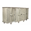 Pemberly Row 4-Door Reclaimed Pine White Wash Sideboard on 8 Legs with 6 Shelves