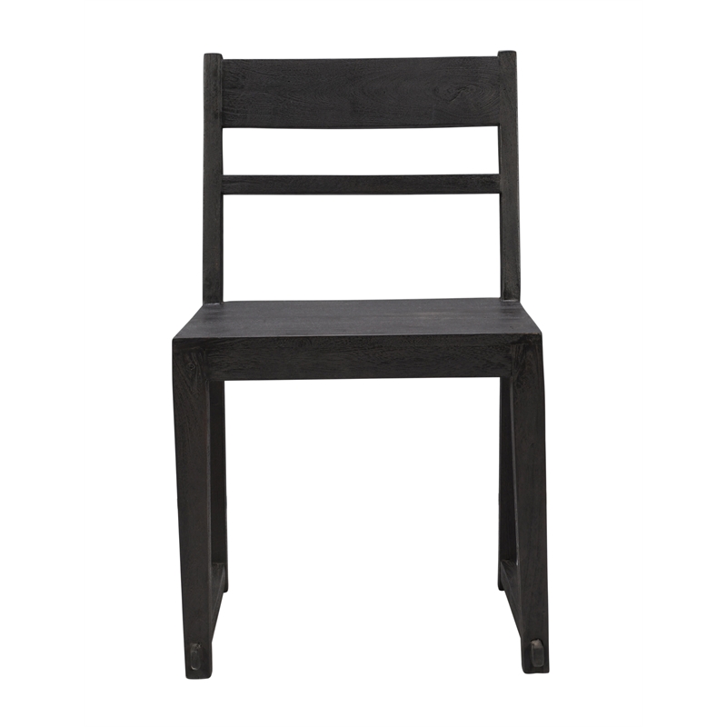 Pemberly Row Sand-Blasted Mango Wood Dining Chair Set of 2 in Dark Gray