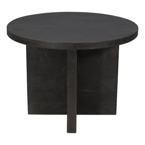 Pemberly Row 48&quot Round Mango Wood Dining Table for 4 in Dark Gray