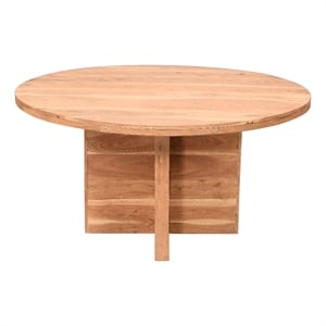 Pemberly Row 60&quot Round Mango Wood Dining Table for 6 in Natural
