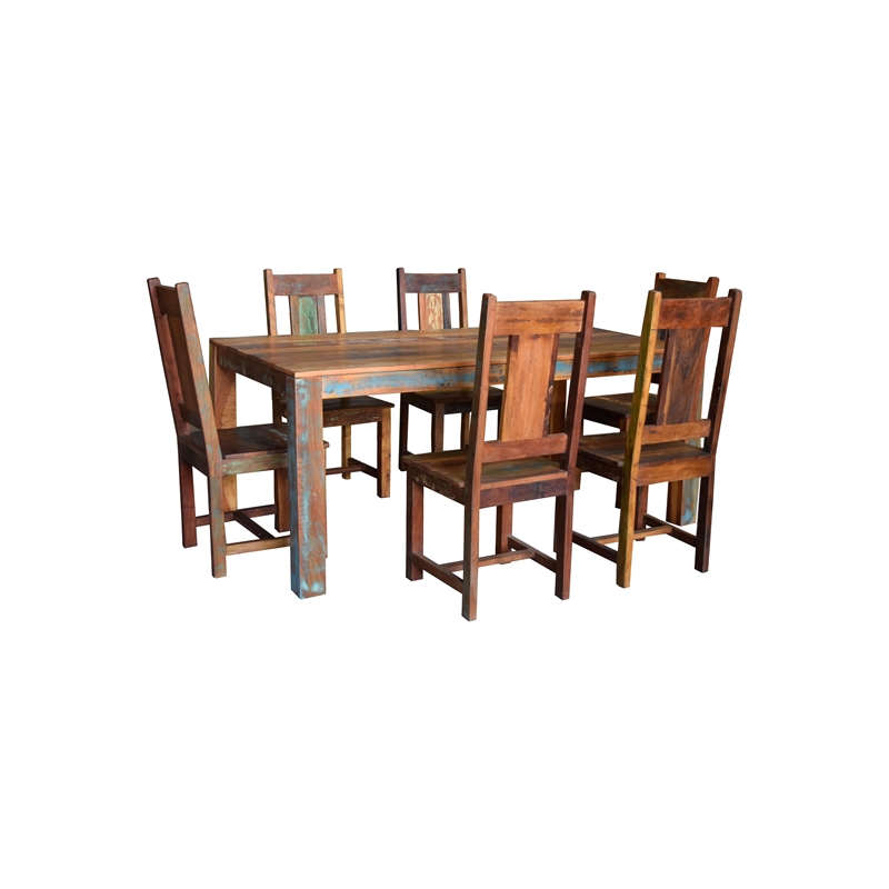 Pemberly Row Kiln-Dried Reclaimed Wood Dining Table for 6 in Multi-Color