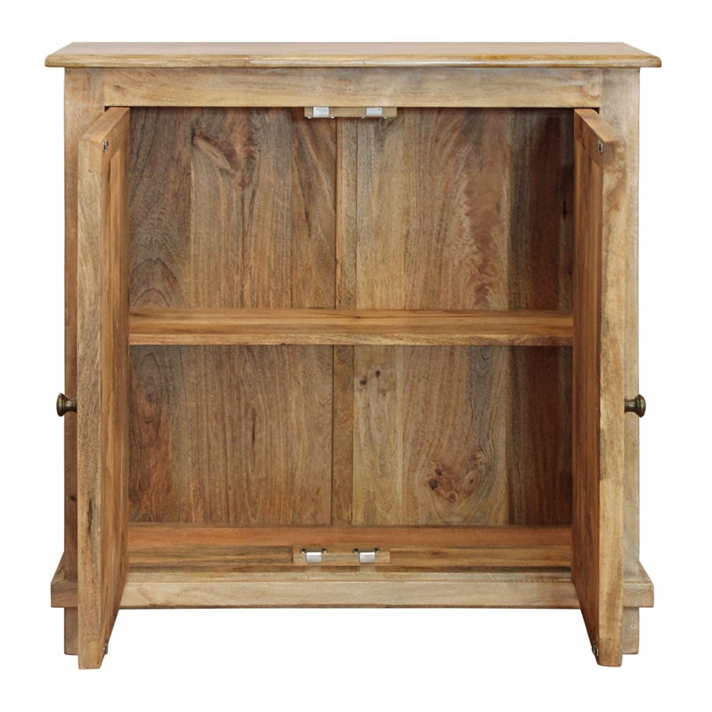 Pemberly Row 2-Door Mango Wood Sideboard with Interior Shelves in Natural