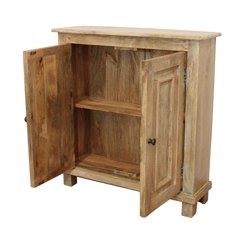 Pemberly Row 2-Door Mango Wood Sideboard with Interior Shelves in Natural