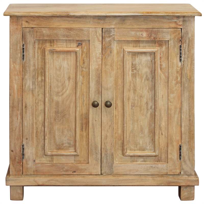 Pemberly Row 2-Door Mango Wood Sideboard with Interior Shelves in Natural