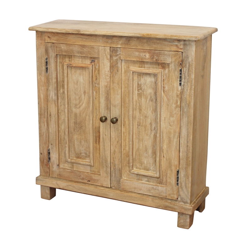 Pemberly Row 2-Door Mango Wood Sideboard with Interior Shelves in Natural