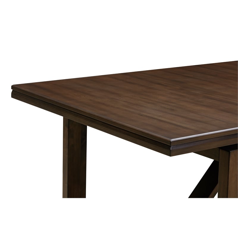Pemberly Row Birch Wood Dining Table for 8 with Sled Base in Antique Brown