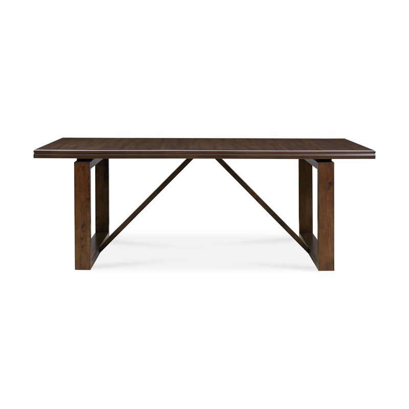Pemberly Row Birch Wood Dining Table for 8 with Sled Base in Antique Brown