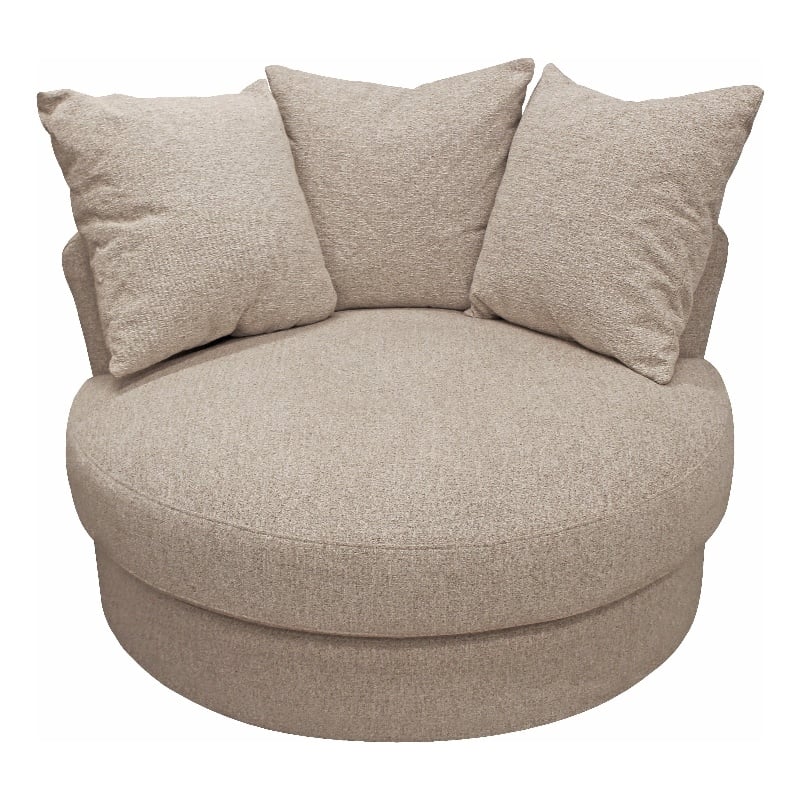 Pemberly Row Round Swivel Loveseat with 3 Pillows (20