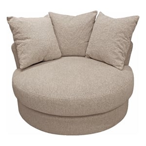Pemberly Row Round Swivel Loveseat with 3 Pillows (20&quot x 20&quot) - Sand Beige Linen