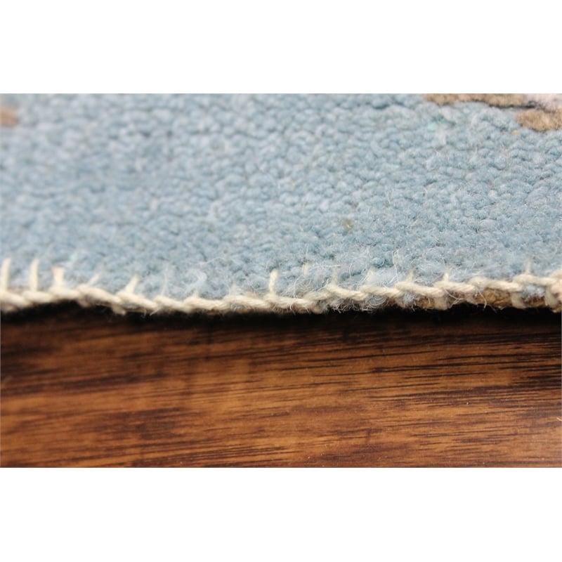 Pemberly Row 8x10 Hand-Knotted New Zealand Wool Allover Area Rug in Blue