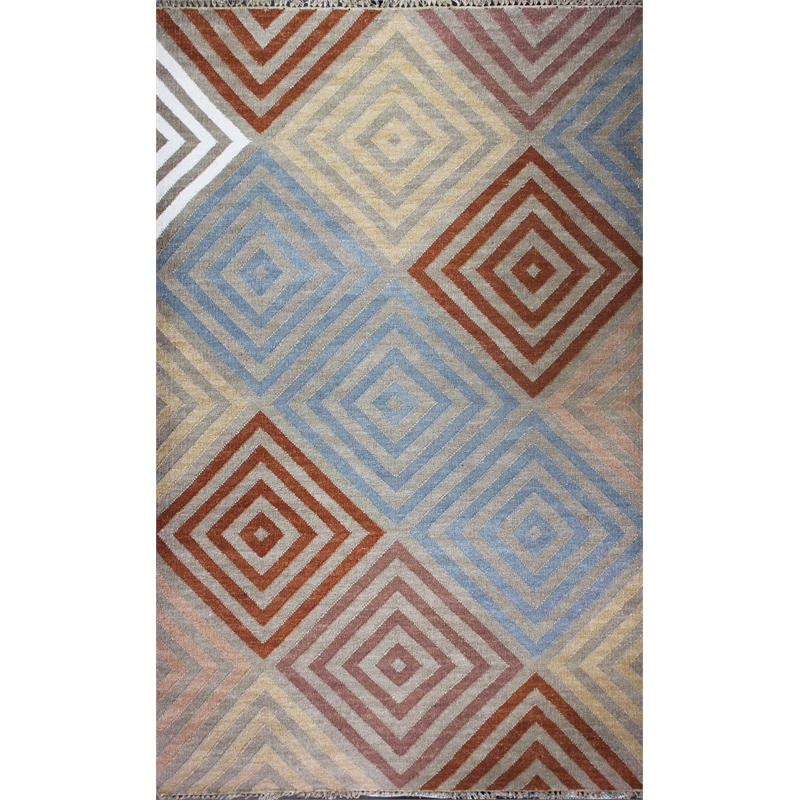 Pemberly Row 7.6x9.6 Handwoven New Zealand Wool Kilim Area Rug in Multi-Color