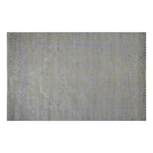 Pemberly Row 5x8 Hand-Knotted New Zealand Wool and Viscose Area Rug in Silver