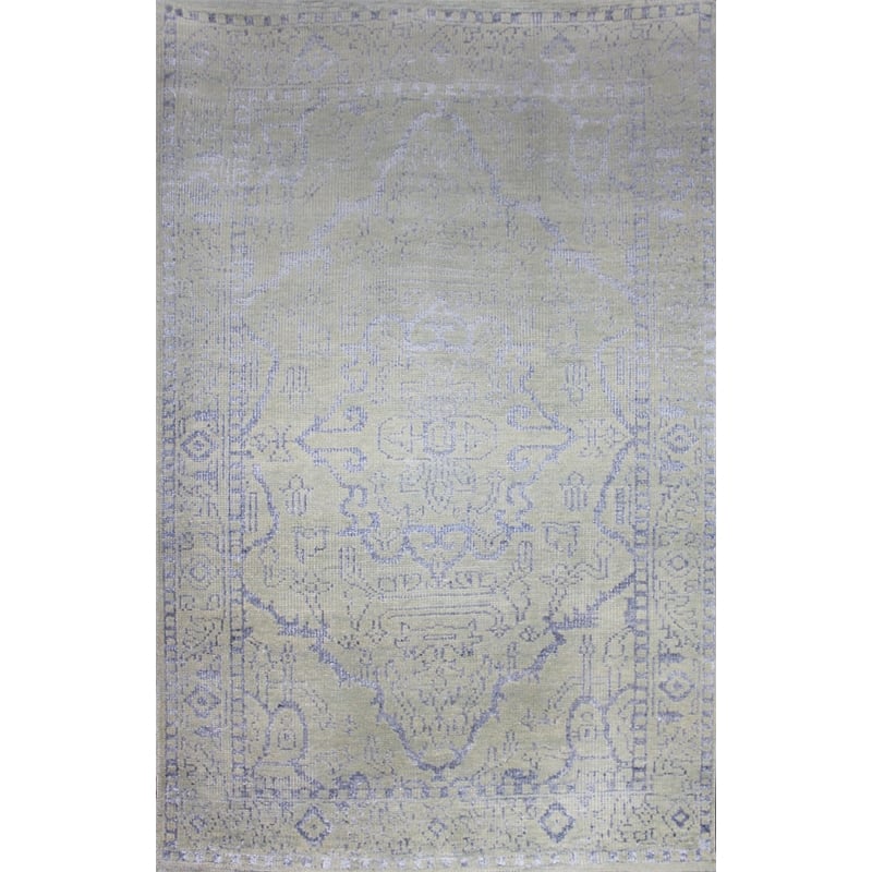 Pemberly Row 1.6x1.6 Hand-Knotted New Zealand Wool Area Rug in Silver