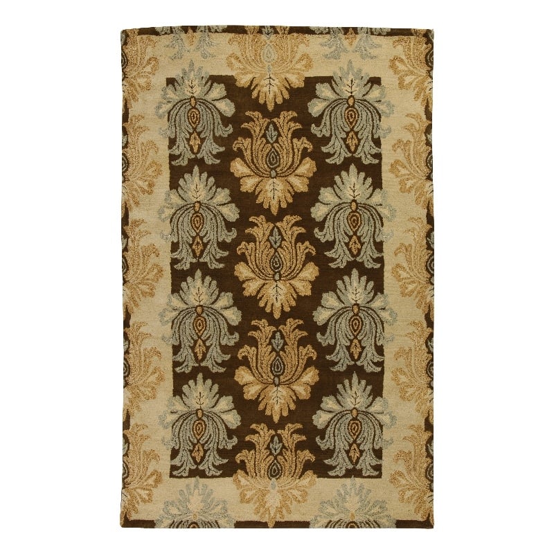 Pemberly Row 5x8 Nature-Inspired Cut Pile and Loop NZ Wool Rug in Mocha Brown