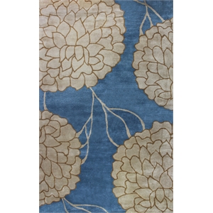 Pemberly Row 2x3 Nature-Inspired Cut Pile & Loop NZ Wool & Viscose Rug in Blue