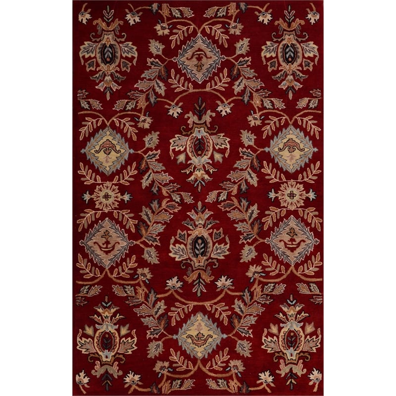 Pemberly Row 2x3 Hand-Tufted NZ Blended Wool Rug with Gray and Cream in Rust Red