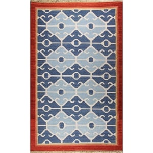 Pemberly Row 5x8 Handwoven NZ Wool and Chrome Dye Kilim Area Rug in Blue