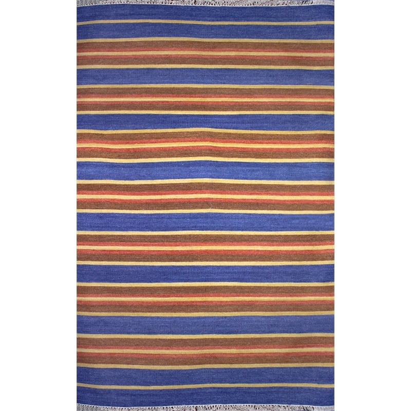 Pemberly Row 5x8 Handwoven NZ Wool and Chrome Dye Kilim Area Rug in Blue