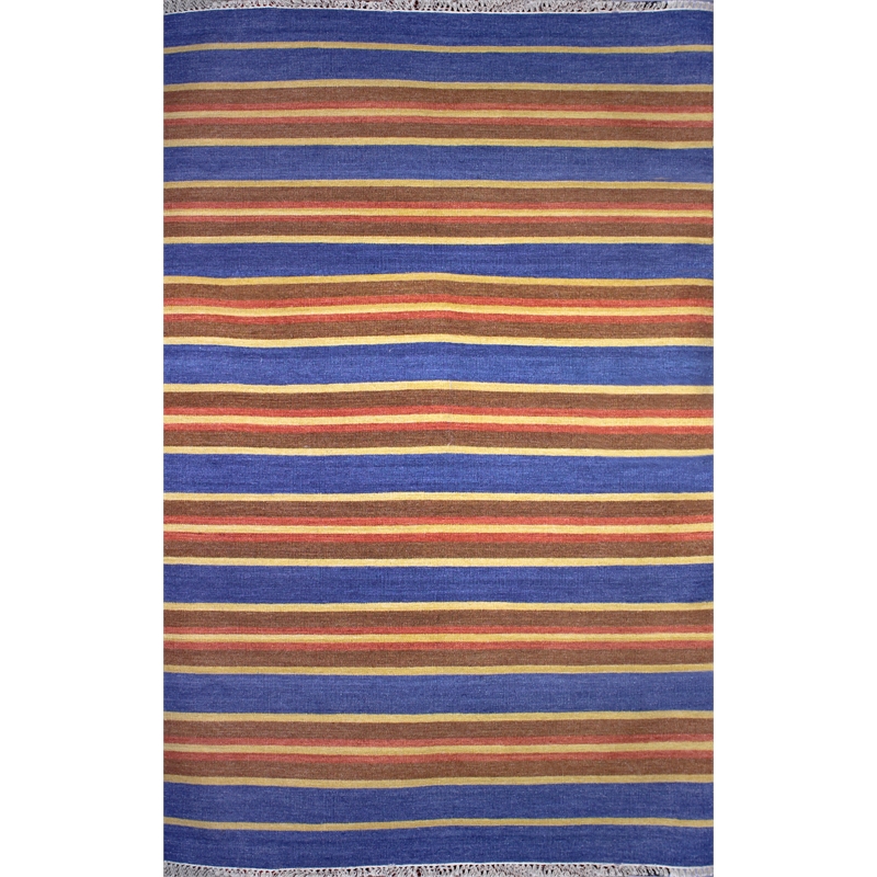 Pemberly Row 2.6x9 Handwoven NZ Wool and Chrome Dye Kilim Runner in Blue