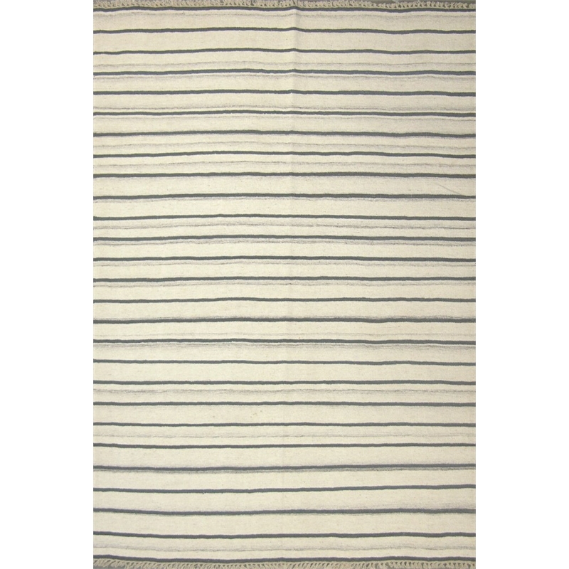 Pemberly Row 2.6x9 Handwoven NZ Wool and Chrome Dye Kilim Runner in White