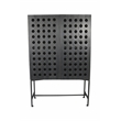 Pemberly Row Reclaimed Pine 2 Door Tall Cabinet on Cast Iron Base in Black